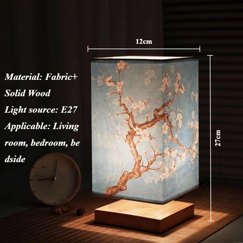 Китайская ретро настольная лампа, простая креативная дизайнерская прикроватная лампа для спальни, ткань из массива дерева, светодиодная настольная лампа для защиты глаз