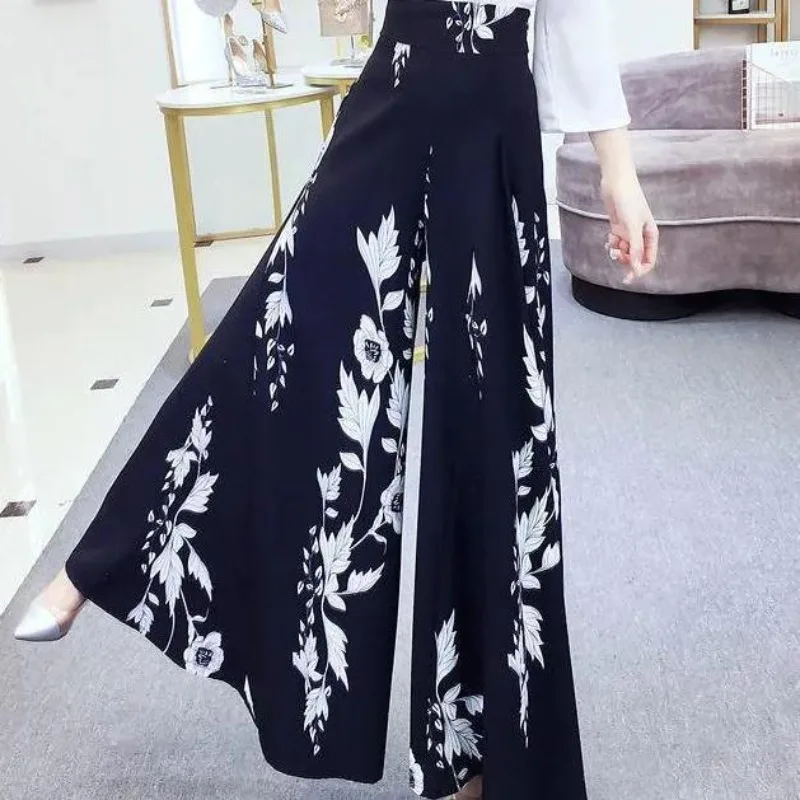 

2023 брюки-кюлоты Женские повседневные широкие брюки летние мешковатые эластичные прямые брюки с высокой талией для элегантных панталонов