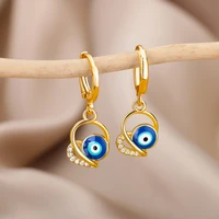 vintage blue evil eye earrings for women dripping oil turkish eye dangle earrings 2022 korean fashion piercing jewelry gift