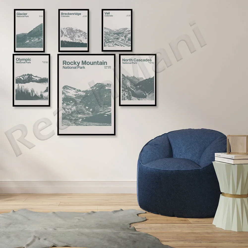 Mount Rainier Joshua Tree National Park Blue Ridge Drive Keystone Vail Colorado Breckenridge Ski Resort travel poster