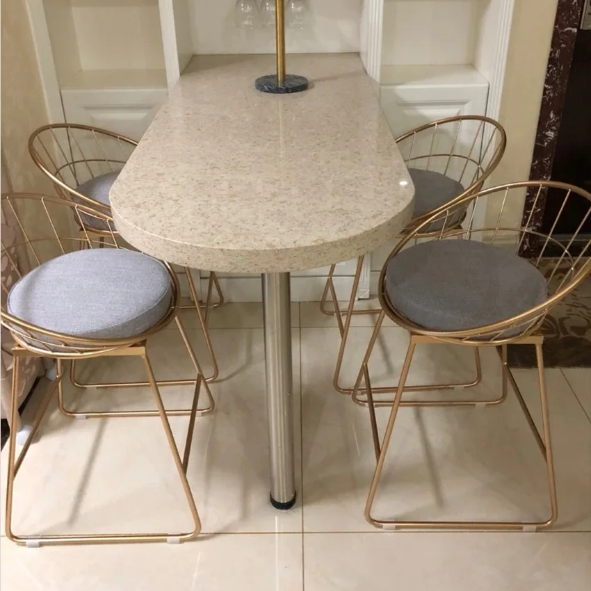 Высокий золотой барный стул из кованого железа простой обеденный современный