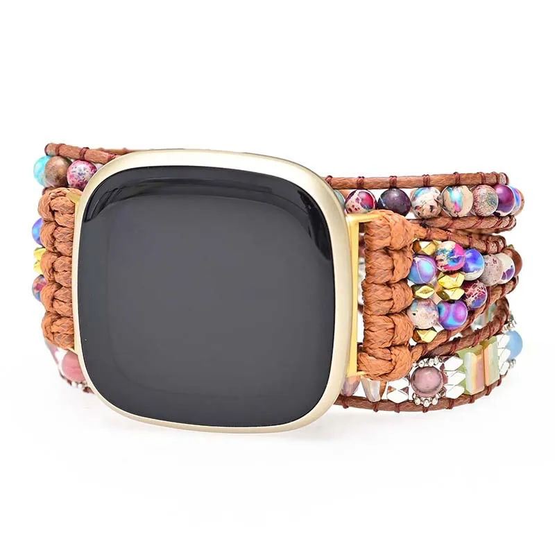 Natural Gemstone Bohemian Bracelet Strap For Fitbit Versa 2/Versa 3 Band Watchband Rope Bead Wristband For Fitbit Versa 3 Strap