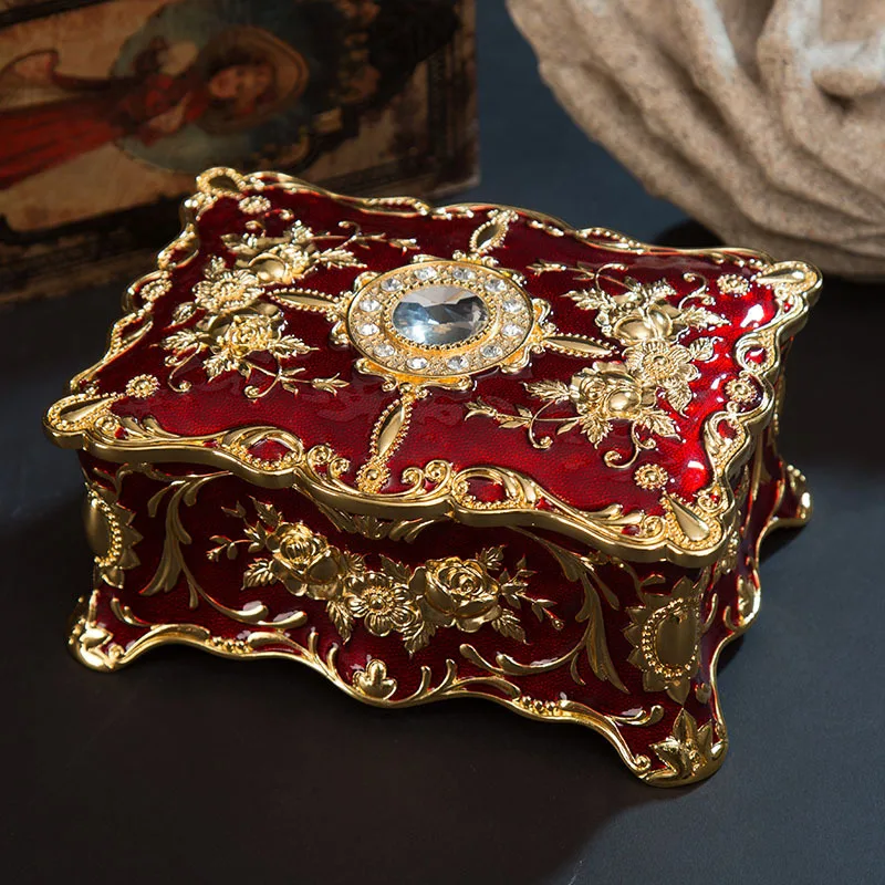 

Metal Crafts European Style Retro Jewelry Box Creative High-end Ring Necklace Small Storage Box Gift