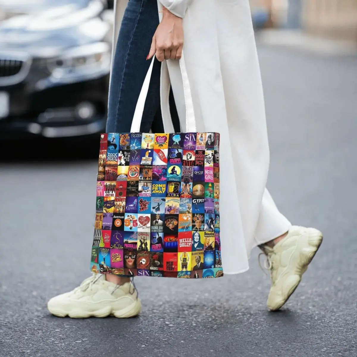 

Broadway Theater Women Canvas Handbag Large Capacity Shopper Bag Tote Bag withSmall Shoulder Bag