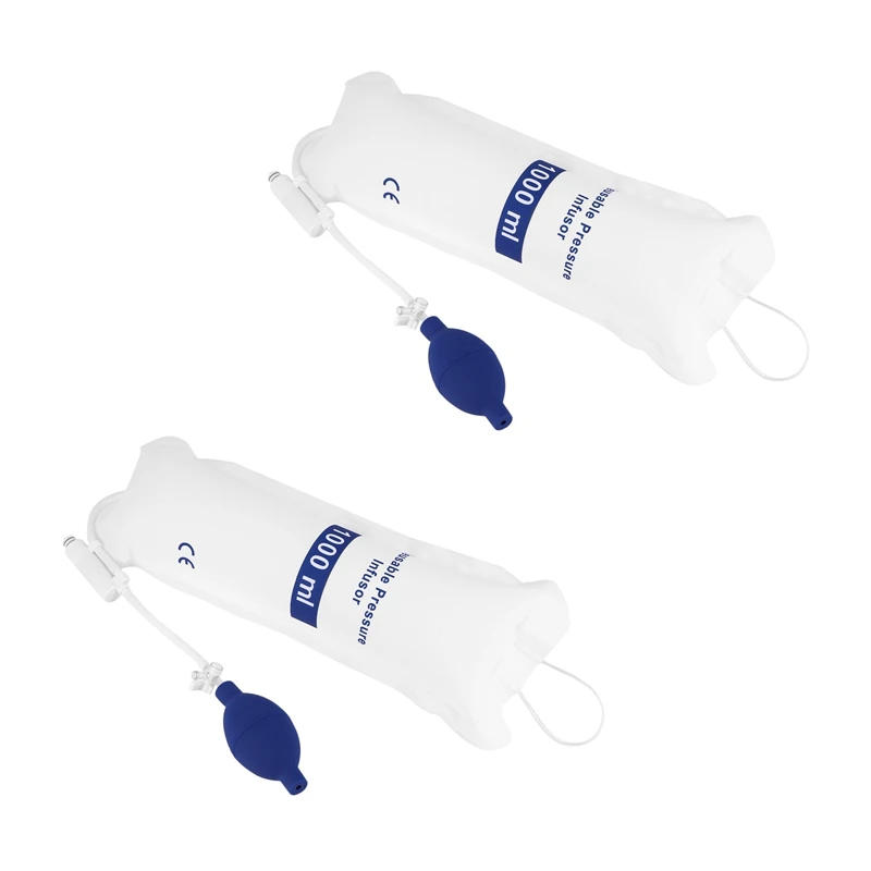 

2X 1000Ml Reusable Pressure Infusion Bag with Pressure Display Infusion Pump Pressure Bag