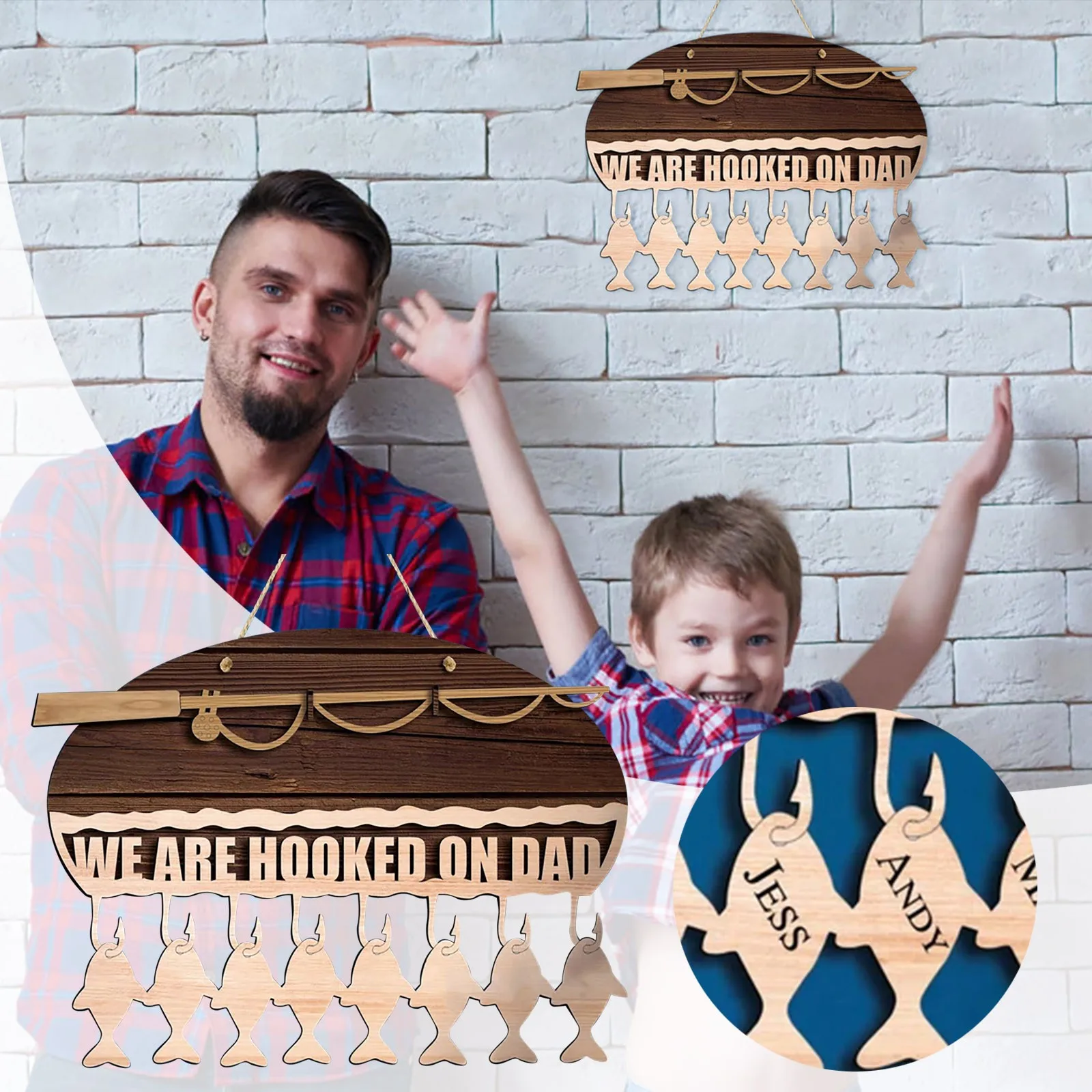 

Mirror Centerpiece 8 Fishing Rod Hanging Decoration Pendants Diy Family Member And Good Wishes Vintage Home Ornaments