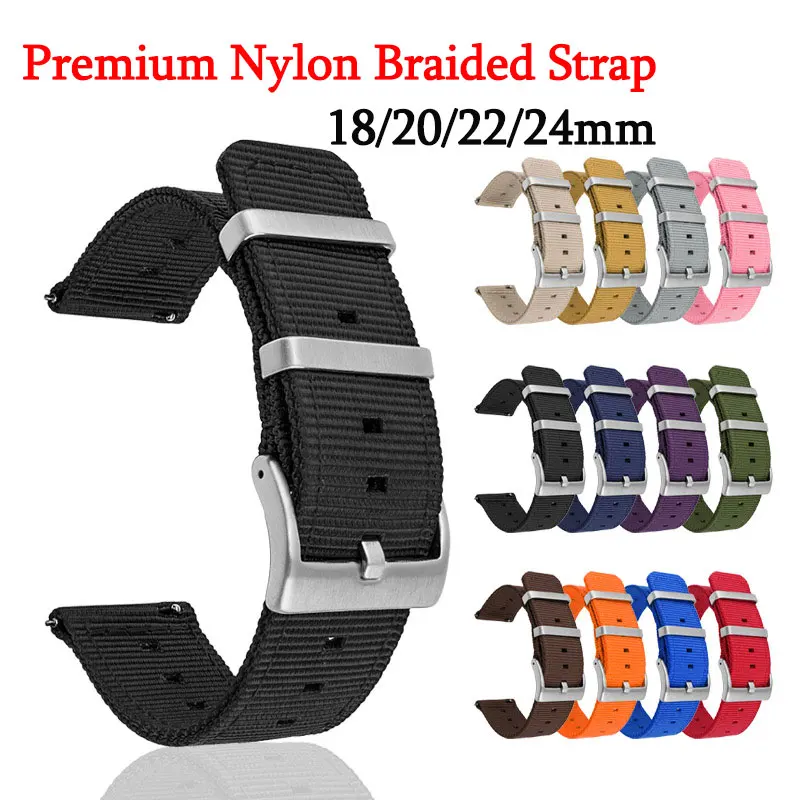 

Nato Nylon Strap For Huawei GT2 Smart Watch Bracelet Galaxy Watch 3 Band 18mm 20mm 22mm 24mm Universal Men Women Wrist Band Belt