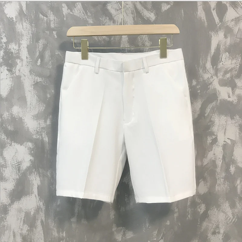 

new five-point pants men's summer trend casual 5 points mid pants wild youth loose white suit shorts bermuda masculina