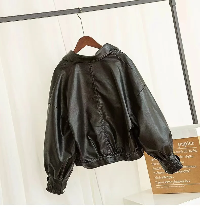 New Brand Leather jacket, Women's jacket, Autumn short spring, Korean version of PU motorcycle suit, Slim and slim winter jacket