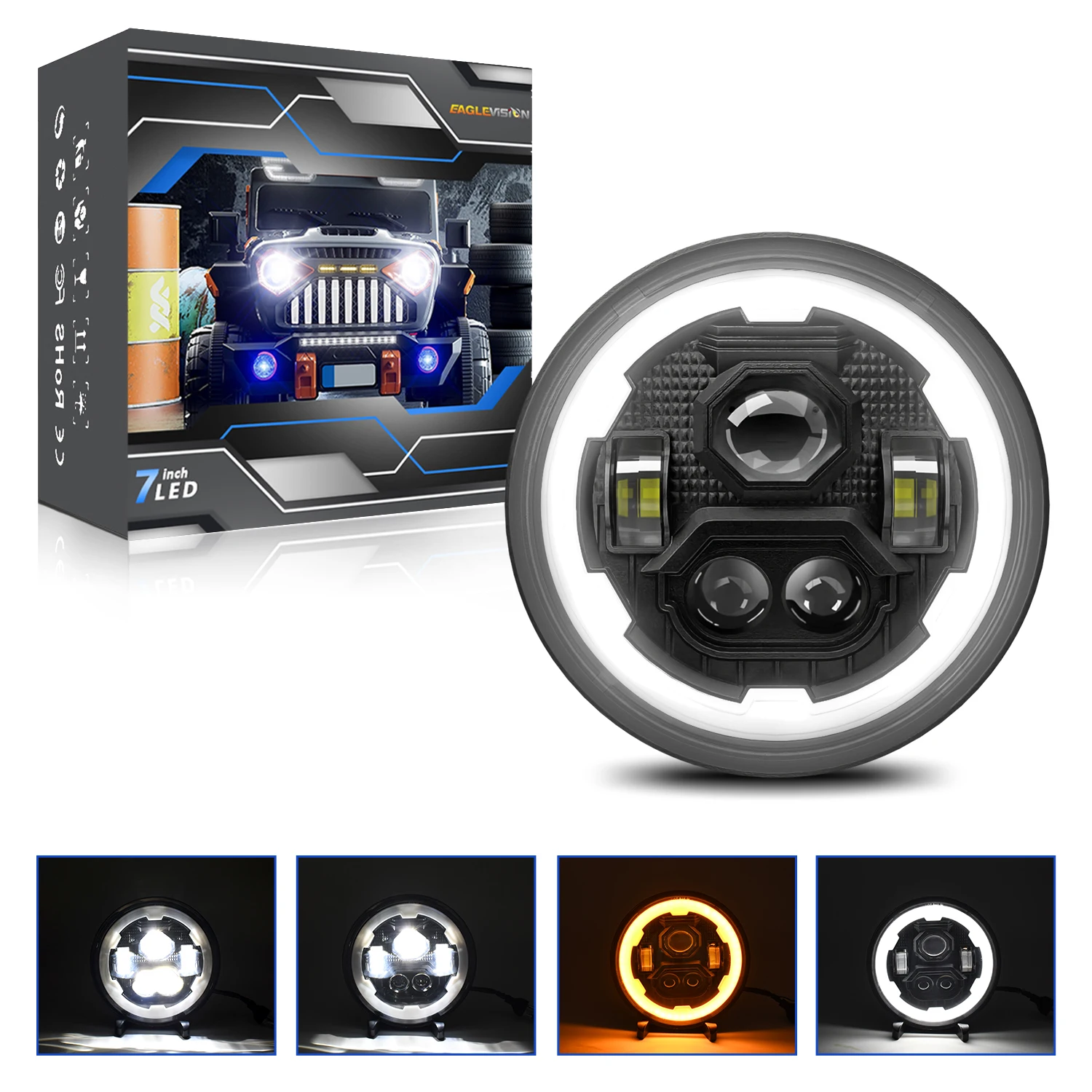 

Фара для автомобиля и мотоцикла, фара «ангельские глазки», светодиодная фара DRL для автомобиля, Jeep Crystal Len, 4x4, маяк для Harley Wrangler, Jeep Jk, шарнир