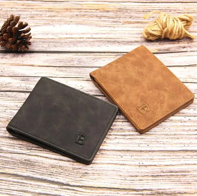 Fashionable Men Short Wallet Frosted Retro Multifunction Wallet Multi-Card Men Vintage PU Leather Wallets Furniture Accessories