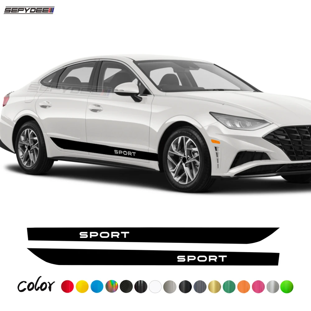 

Наклейки на боковые полосы автомобиля для Hyundai Sonata, Спортивная графическая Виниловая пленка для кузова автомобиля, наклейки, 2020-подарок, автомобильные аксессуары, 2 шт.
