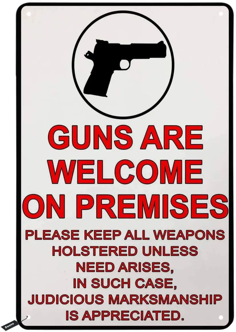 Swono Guns re Wcome on Premses Tn Sgns Vntge Metl Sgn для мужчин и женщин Wll Decor for Brs Resturnts Cfe Pubs 12x8 nch