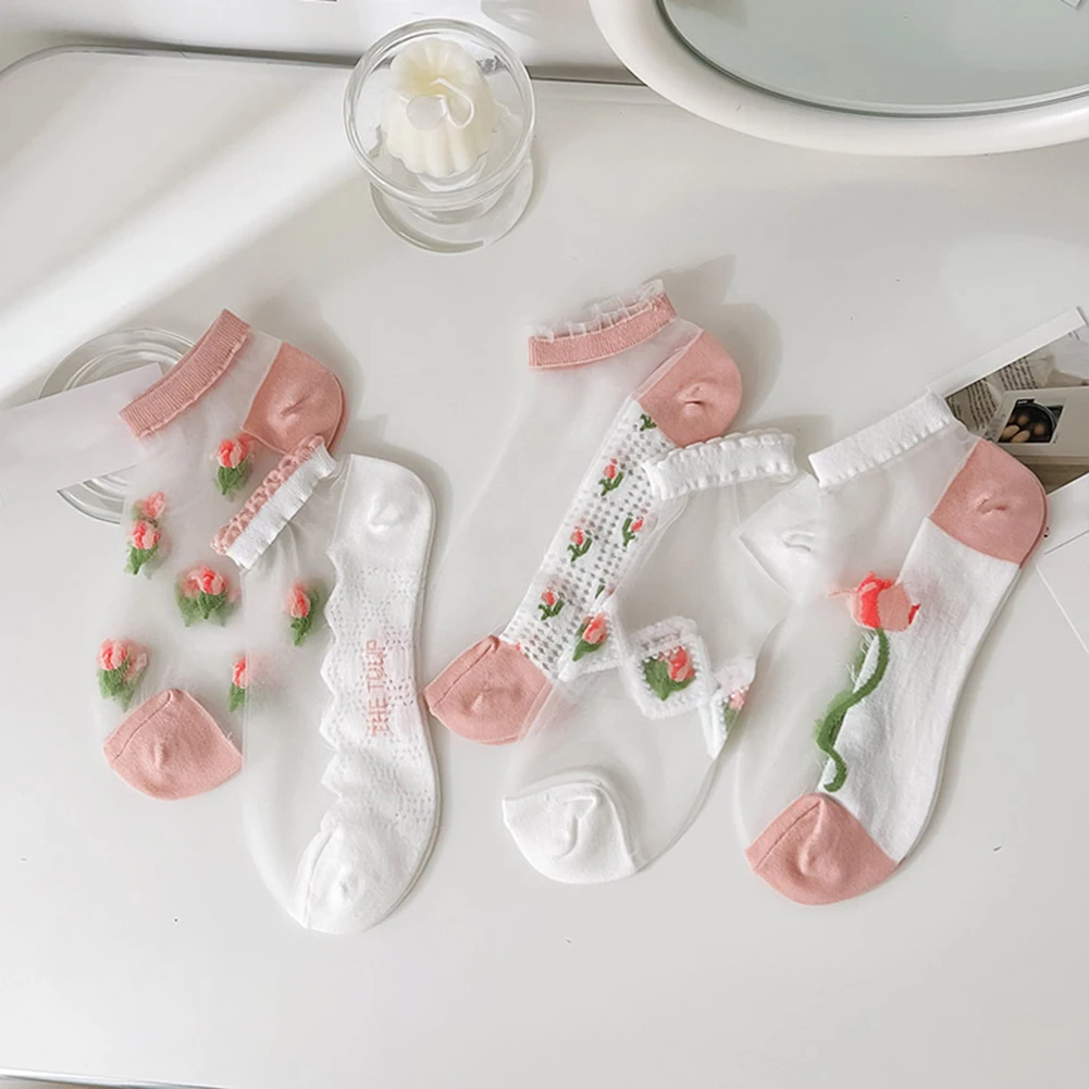 Носки женские кружевные сетчатые прозрачные эластичные 1 пара = 2 шт. |