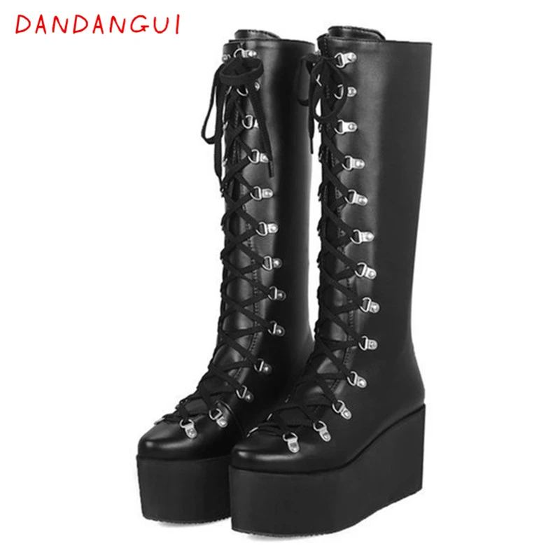 

Женские мотоциклетные ботинки в стиле панк, повседневные ботинки на платформе, рыцарские ботинки, массивная обувь для ночного клуба, для сц...