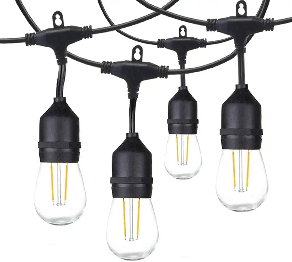 

Free Shipping 48ft Led Outdoor String Lights 2 Pack Heavy-Duty Waterproof Dimmable Led String Lights 2X16 Hanging Sockets 2W Edi