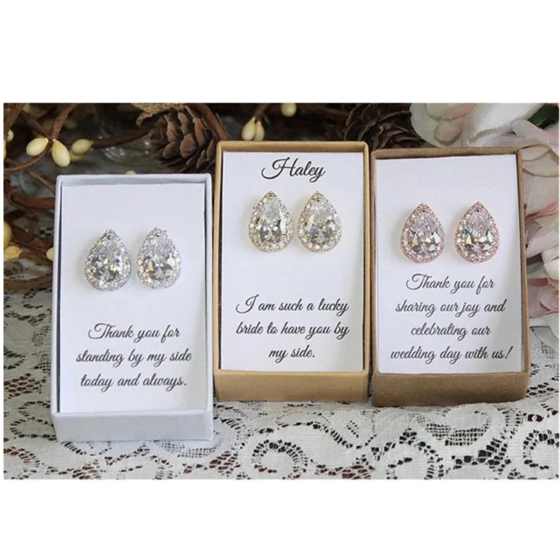 

Custom color bridesmaid earrings, Personalized Wedding earrings, bridesmaid gift, Bridal party gifts, Teardrop Earrings
