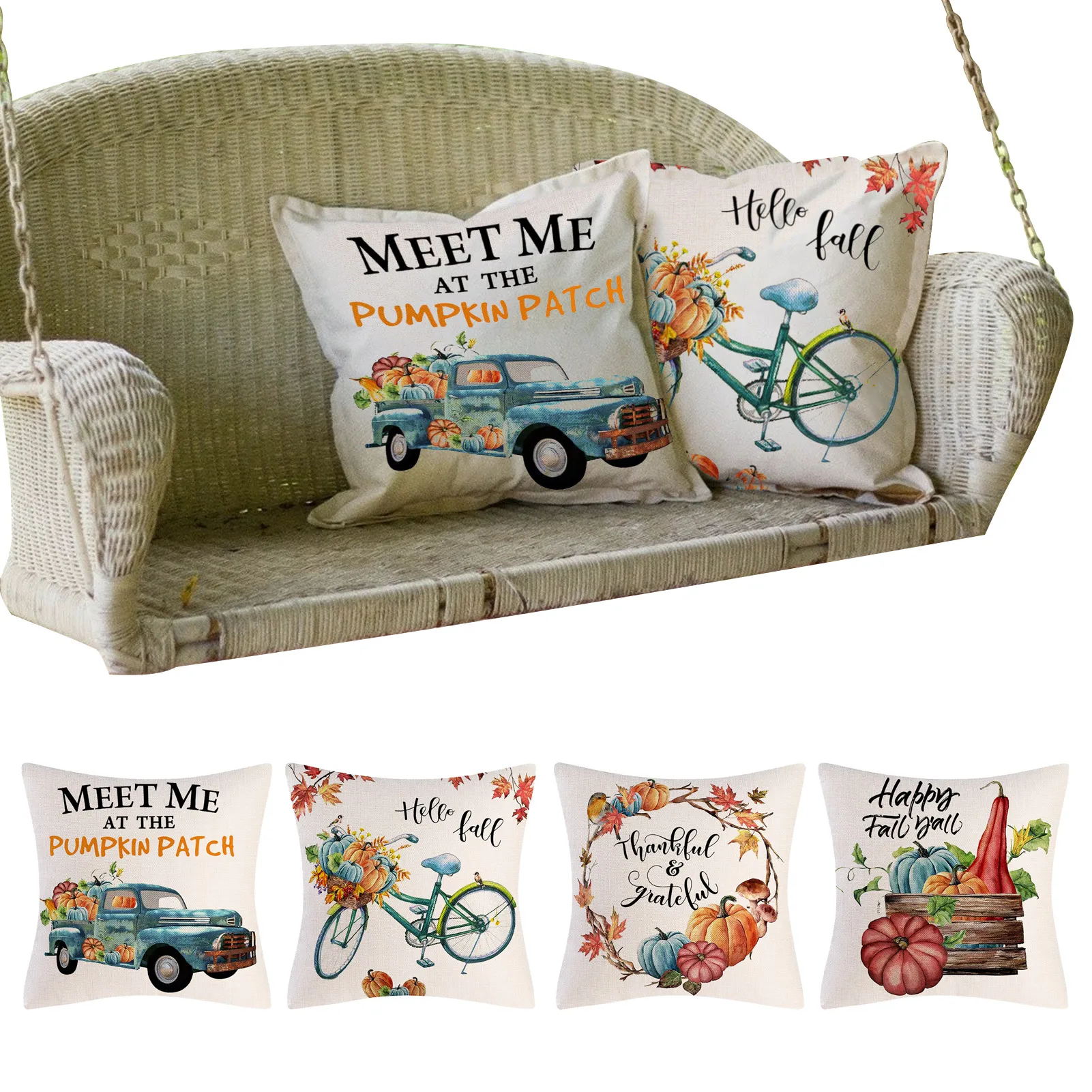 

Pumpkin Pillow Cases Thanksgiving Decorative Harvest Throw Pillow Covers 18 X 18in Set Of 4 Autumn Throw Pillow Covers For Couch