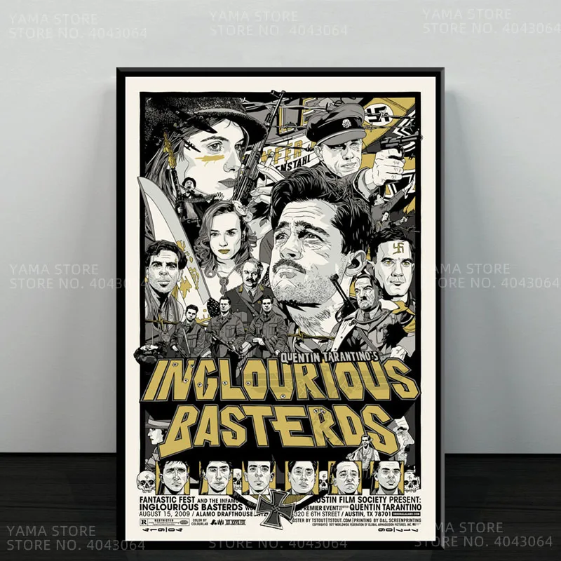 Фото Inglourious Basterds Quentin Tarantino серия фильмов классический Брэд Питт стена Художественная печать ПВХ плакат PP клей водонепроницаемый дом №4