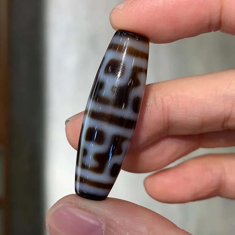 Модные ювелирные изделия, натуральные тибетские бусины Dzi, Овальный нектар, двухцветные бусины класса AAA с агатом для изготовления подвесок своими руками, 13x38 мм, 5 шт./партия