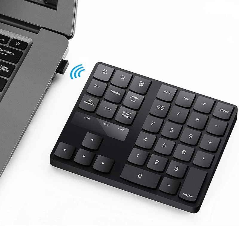 

SeenDa Numeric Keypad 35-Keys Portable USB Wireless Numeric Keypad Rechargeable Ultra-Silent External Numeric Pad