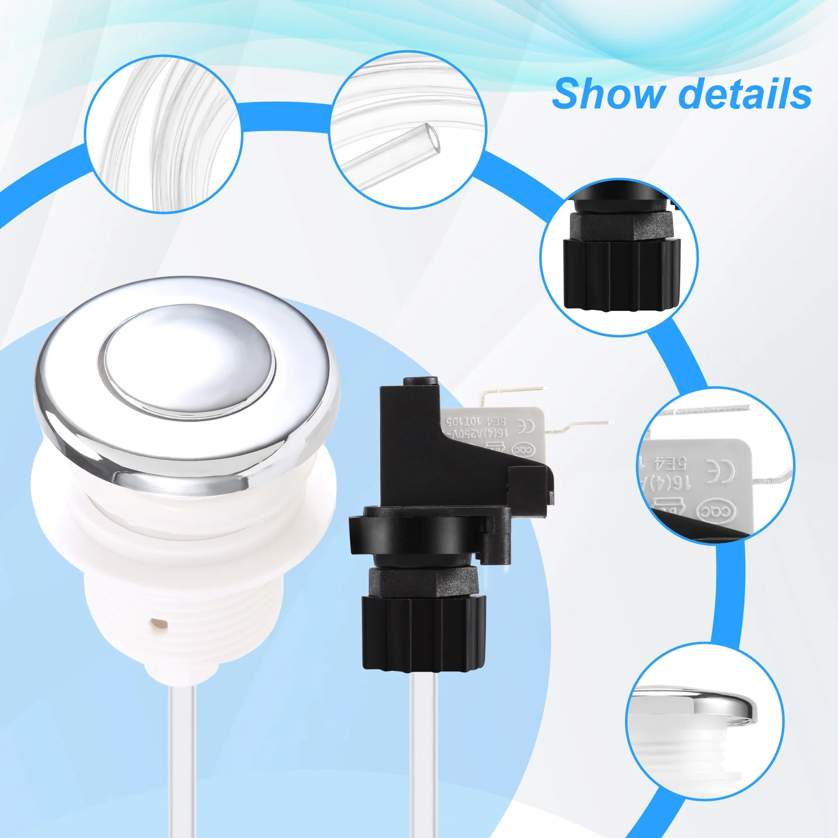 16A Вкл. Выкл. Кнопочный переключатель Гидромассажная струя для ванны спа мусора