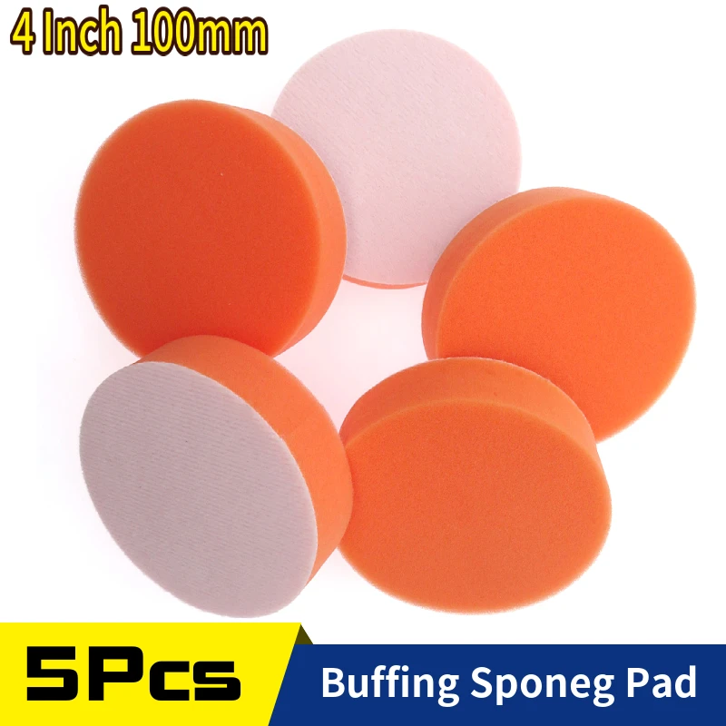 

5Pcs 4 inch/100mm Sponge Buffing Pads, Car Foam Drill Polishing Pad for Car Polisher Sanding Waxing Cleaning, Car Repair Beauty