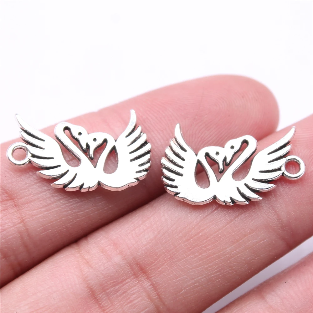 

150pcs Charms Wholesale 22x13mm Double Swan Charms Wholesale DIY Jewelry Findings Antique Silver Color Alloy Charms Wholesale