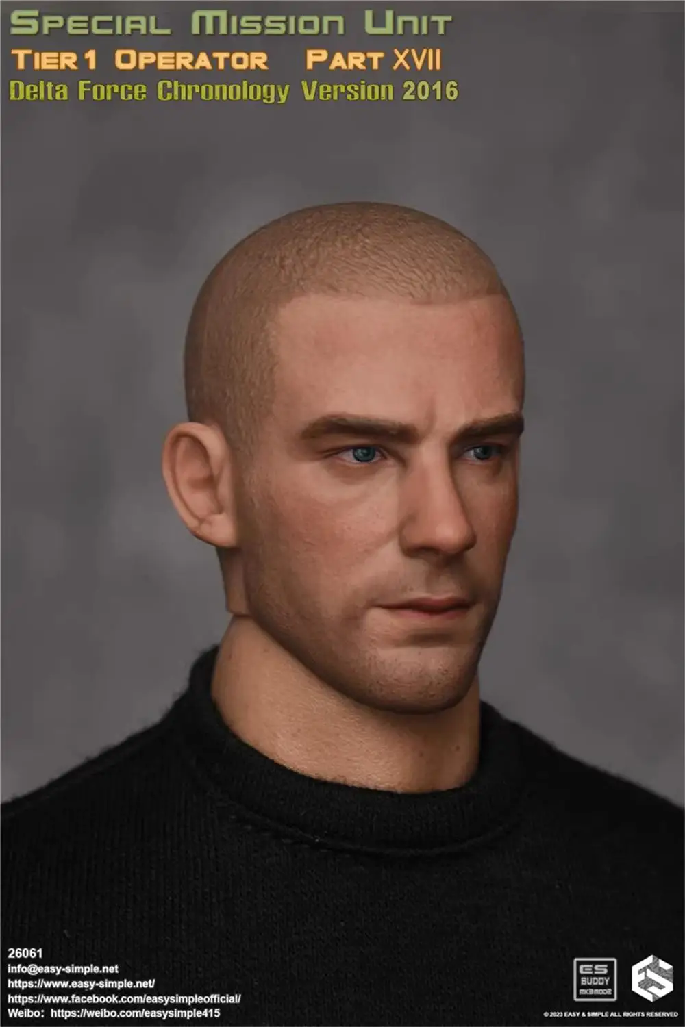 1/6 нас просто и просто-26061. Специальная миссия солдат Мужская голова резьба лысая