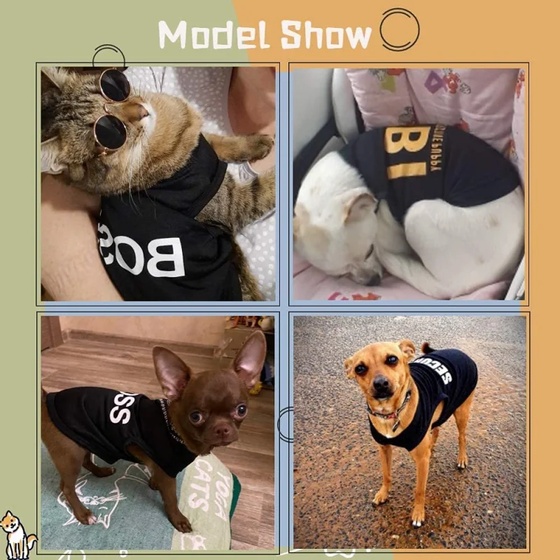 

Puppy Clothes for Small Dog Boy Summer Shirt for Chihuahua Male Pet Outfits Cat Clothing Black Security Vest