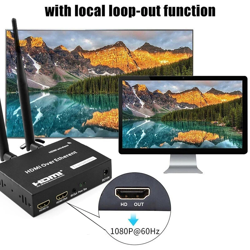 Wholesale Wireless 200m HDMI Extender Adapter Support 3D 1080P Video Digital Audio for Laptop wireless HDMI Transmitter Receiver