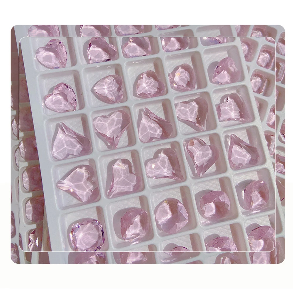 

50Pc Ice Cube Rhinestone Nail Decoration 1Bag Multi-Shape Light Pink Ice Cube Glass Crystal Nail Decoration Parts DIY Nail Art-1