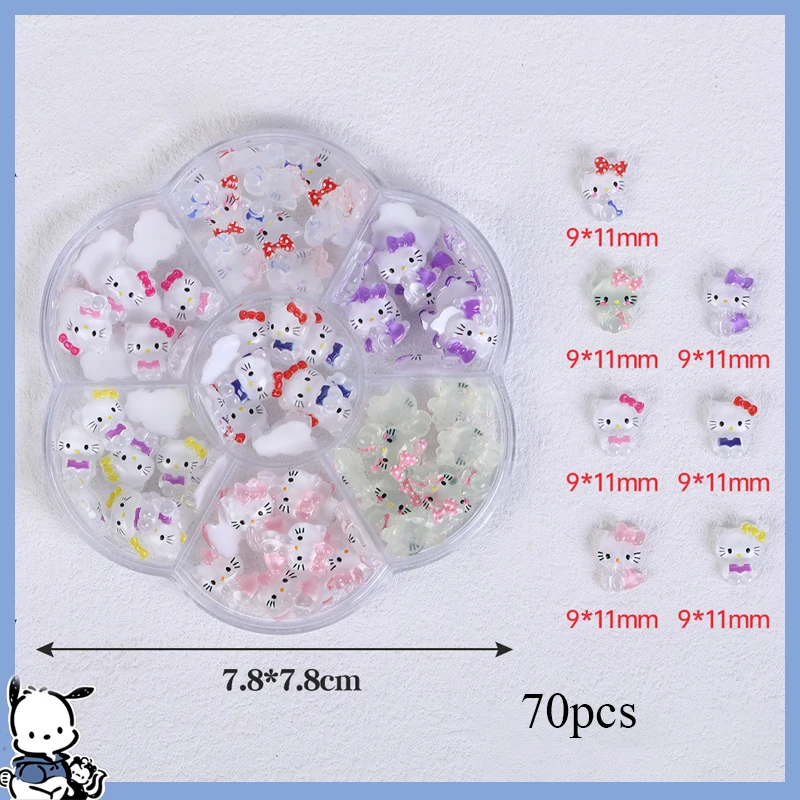 

70Pcs Sanrioed Resin Nail Art Decor Hellokittys Manicure Cartoon Pochacco Cinnamoroll Kuromi Anime Accessories Toys Patch Gift