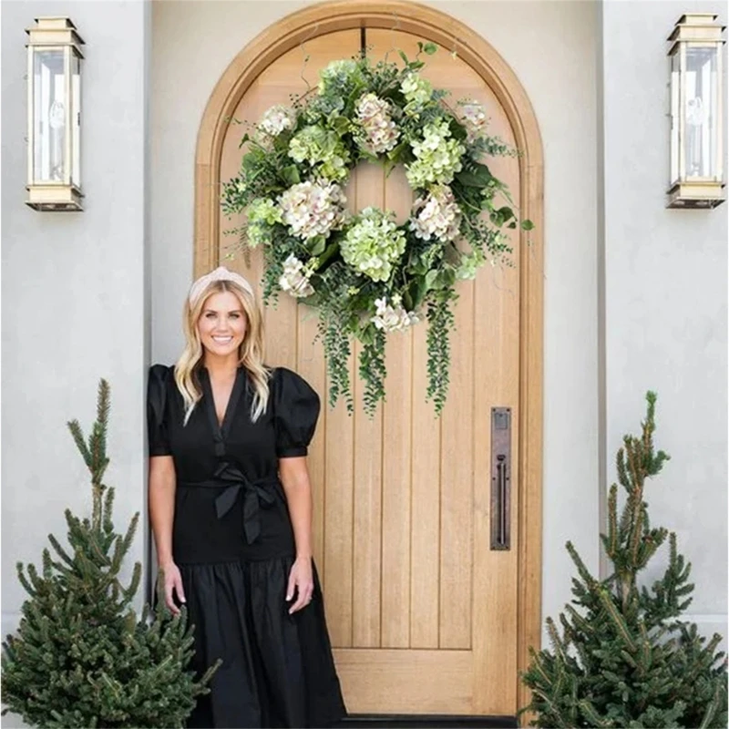 Венок из искусственных цветов Дверной венок с зелеными листьями для свадебного