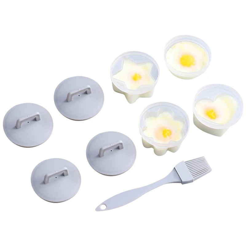 

Cute Egg Boiler Set Plastic Egg Poacher Set Kitchen Egg Cooker Tools Egg Mold Form With Lid Brush Pancake Maker