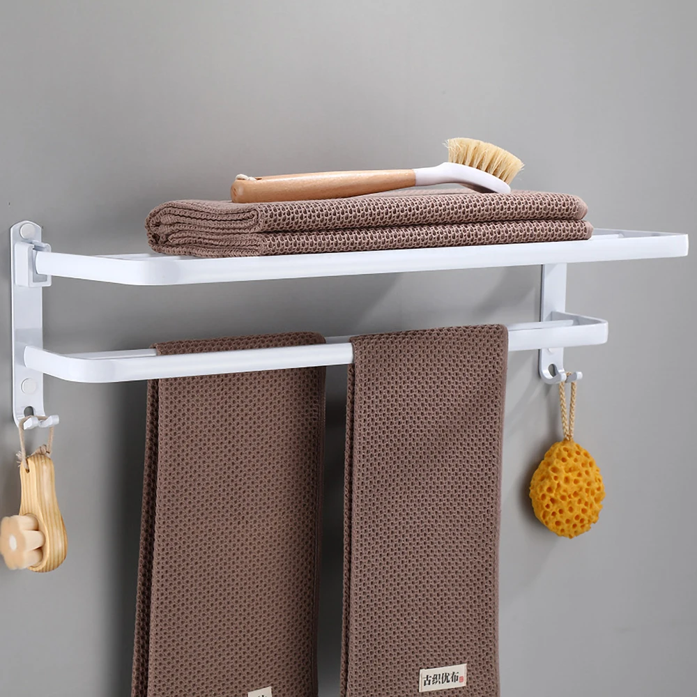 towel holder shower rack bathroom accessories fold wall organizer hook hanger white bright aluminum storage shelf free global shipping