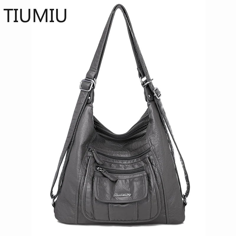 

TIUMIU Leather Multifunction Women Bags Fashion Female Large Capacity School Bag High Quality Women Shoulder Bags 2022