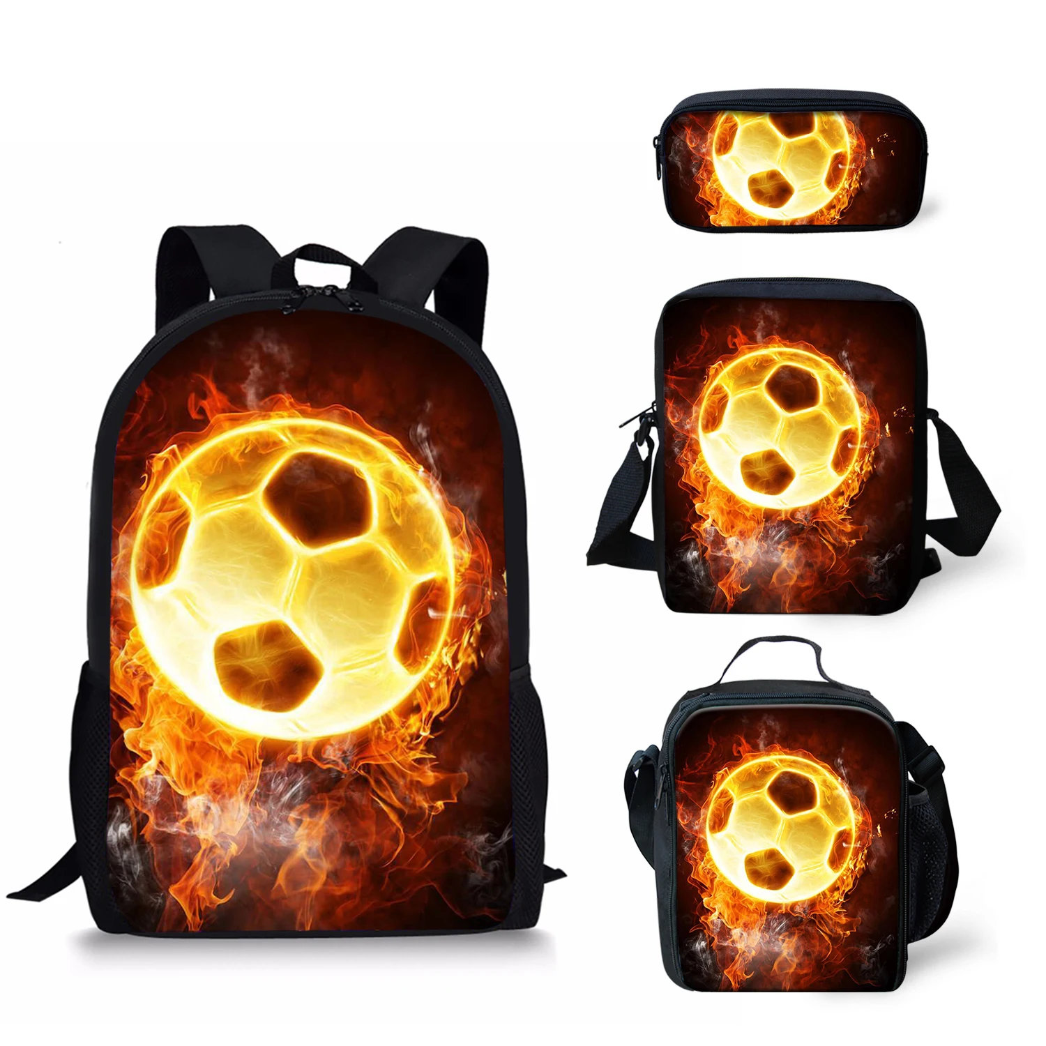2022 Trend Fireball Pattern School Bags Boys 4Pcs/Set Waterproof Children's Backpack Personalized Student Satchel Free Shipping