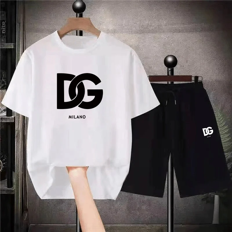 Men's/Women T-Shirts Set Cotton Luxury Brand Quality Shorts Tracksuit 2 Piece Outfits Fashion Print Summer Clothing Streetwear