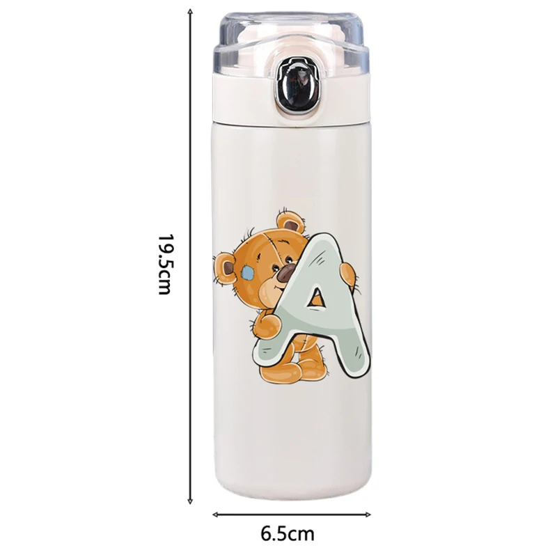 400 мл мультяшный буквенный принт милый белый термос A-Z бутылка из нержавеющей