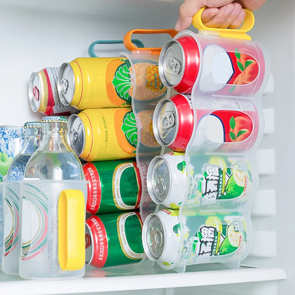 

4 Groove Storage Box Can Rack for Kitchen Refrigerator Transparent Beer Pull Can Rack Organizer for Cabinet XHC88