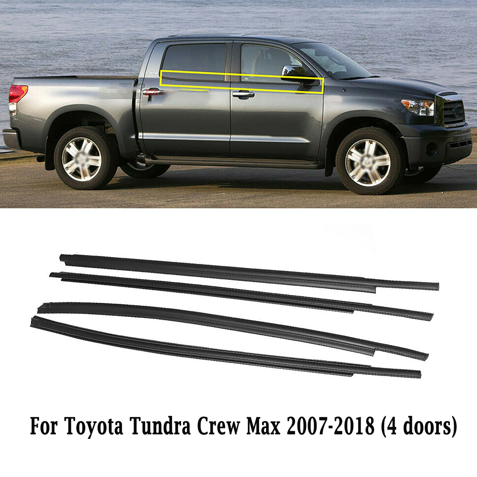 

Уплотнительная лента для наружного окна для Toyota Tundra Crew Max / Double Cab 2/4, 2007-2019, уплотнительная лента для стекла, уплотнительные ленты