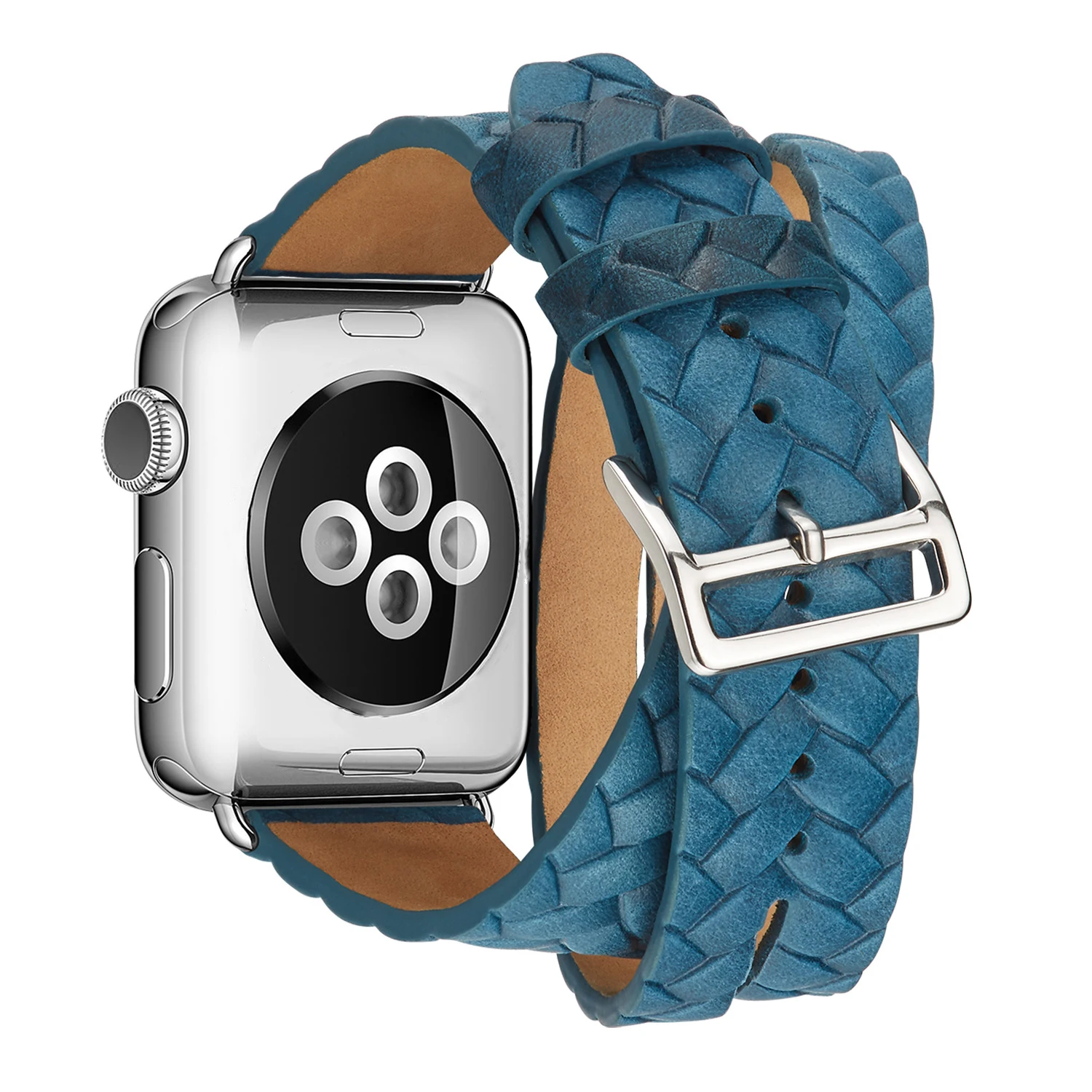 

Ремешок кожаный для Apple Watch Band 38 мм 42 мм 40 мм 44 мм, ремешок с двойным кольцом с тиснением для iwatch Series 7 SE 6 5 4 3 2 1, 41 мм 45 мм