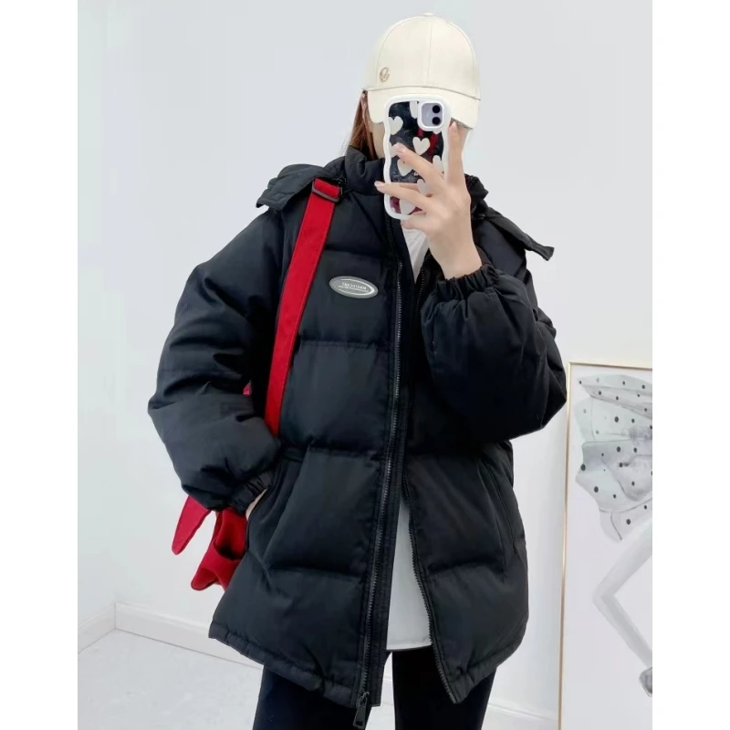 

Women Black Down Jacket Short Coat Korean Fashion Waterproof Thicken Warm Winter Duck Down Feather Female Hooded Outwear