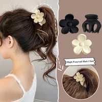 sweet flower hair claws for women girls high ponytail hair clip hairpins black beige coffee geometric hair claw hair accessories