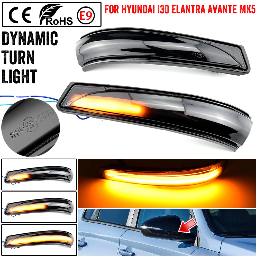 

For Hyundai Elantra GT Avante MK5 MD UD 11-15 Veloster i30 GD Car LED Dynamic Turn Signal Light Side Mirror Indicator Blinker