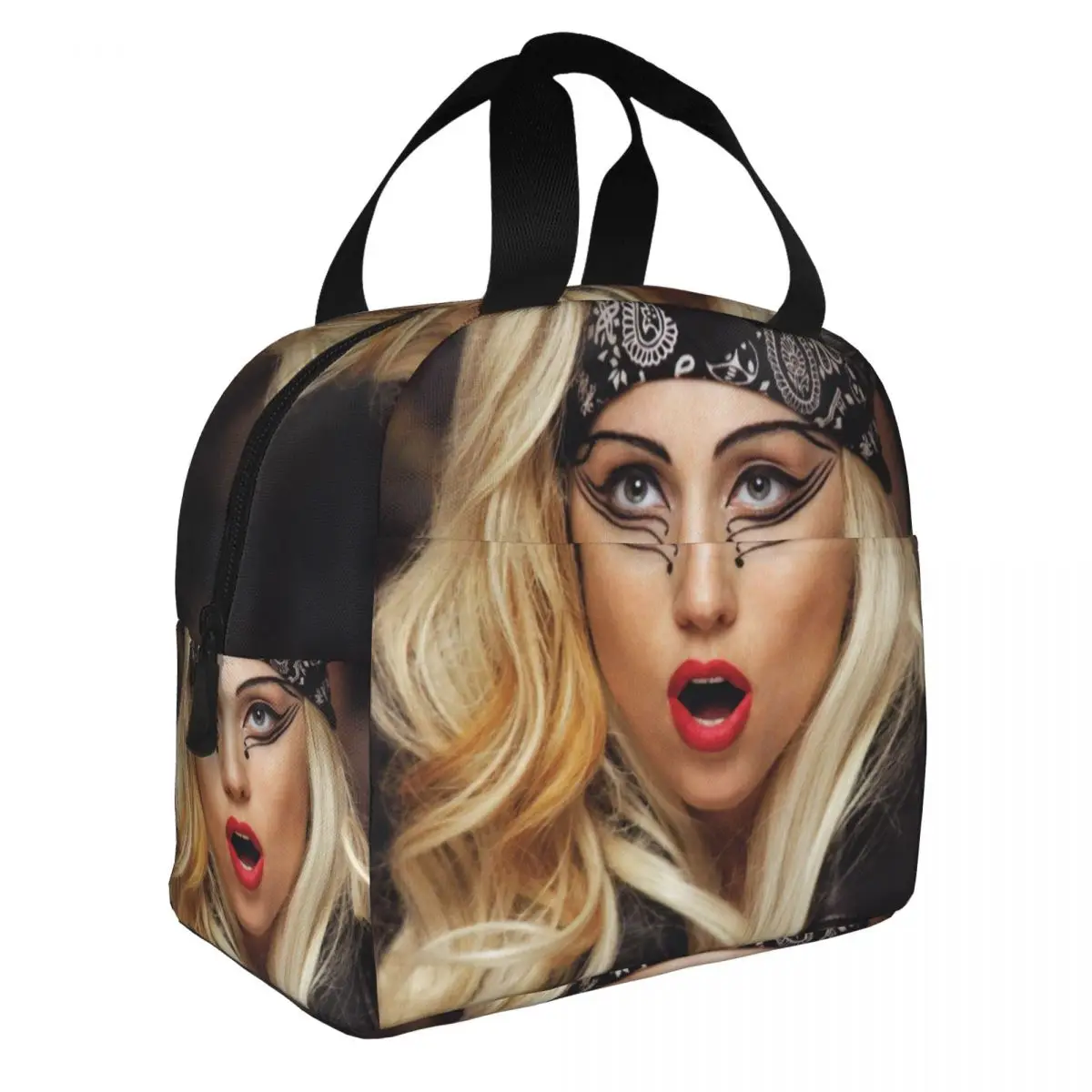 Lady Gaga Lunch Bento Bags Portable Aluminum Foil thickened Thermal Cloth Lunch Bag for Women Men Boy