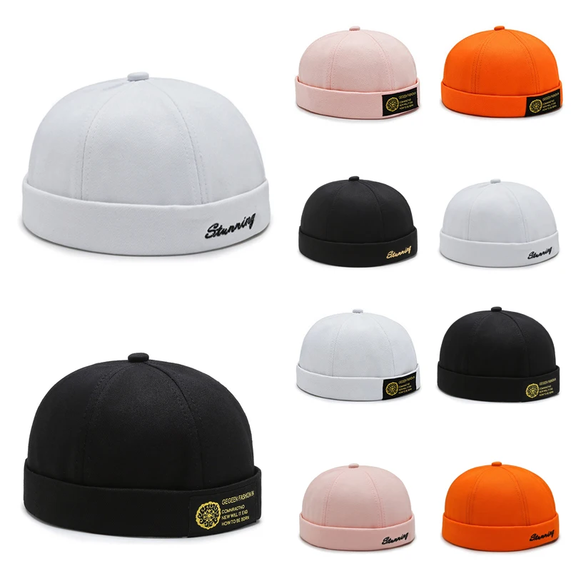 

Street Portable Hip Hop Hats Skullies Cap Soft Without Brim Top Hats Brimless Vintage Multipurpos Solid Color Beanie Hat