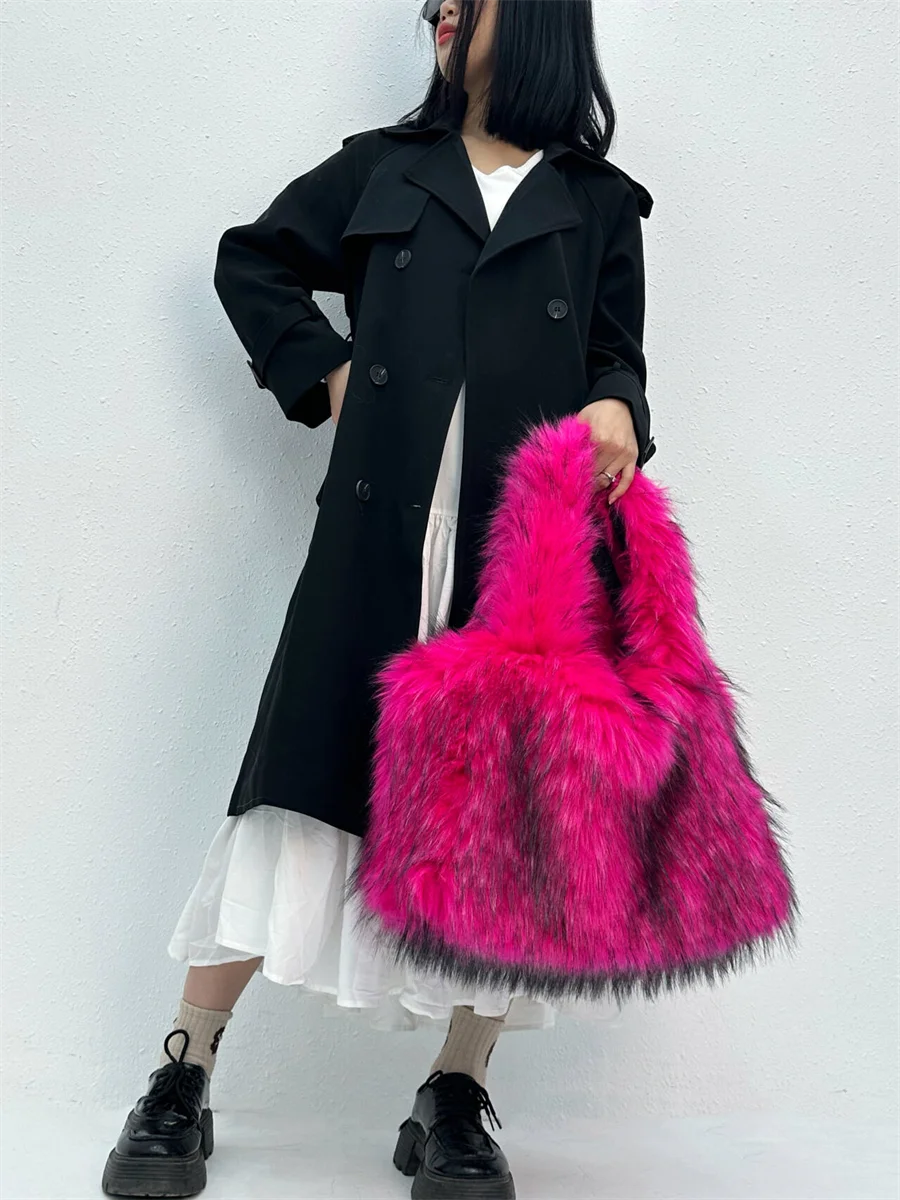 Модная большая сумка-тоут роскошные женские сумки из искусственного меха