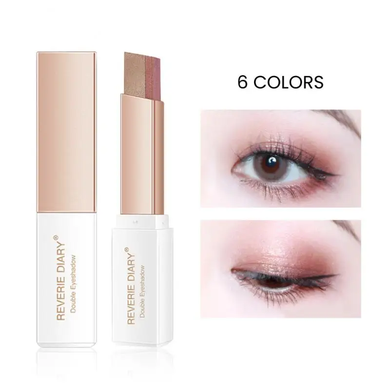 

2 Colors Glitter Eye Shadow Stick Waterproof Gradient Stereo Eyeshadow Palette Bicolor Shimmer Women Beauty Makeup Cosmetics New